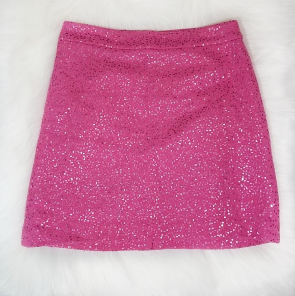 LOFT Dresses & Skirts - {LOFT} Ann Taylor Pink Sequined Tweed Skirt